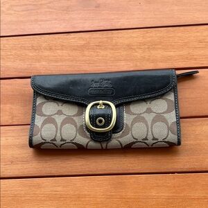 Coach Black and Brown Signature Wallet
